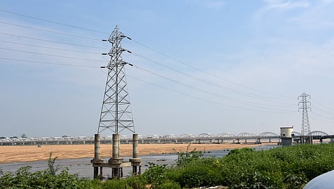 High tension power line towers installed in Kollidam 