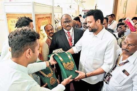 Industry Minister TG Bharat inaugurates APGJF B2B Jewellery Exhibition in Vijayawada on Friday 