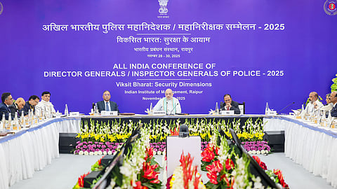 Union home minister Amit Shah  inaugurating the three-day Conference in Raipur.