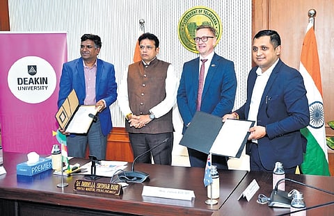 IT & Industries Minister along with Australia's Minister for International Education Julian Hill during the MoU signing