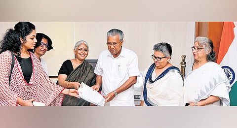 Women in Cinema Collective members with Chief Minister Pinarayi Vijayan 