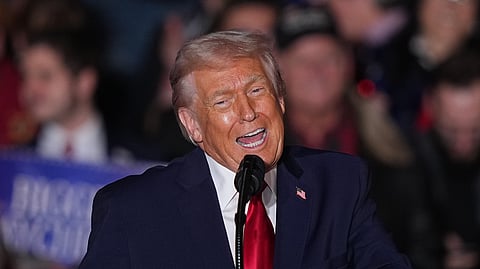 US President Donald Trump speaks at the Mount Airy Casino Resort in Mount Pocono, Pa., Tuesday, Dec. 9, 2025. 