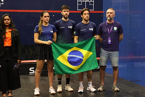 From L: Laura Da Silva, Diego Gobbi, Pedro Mometto and coach Renato Gallego 