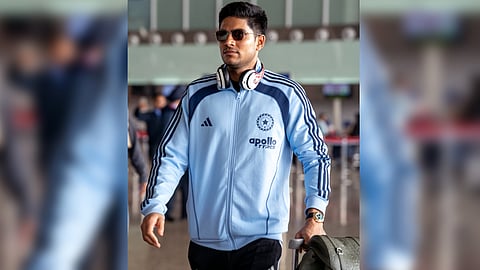 Shubman Gill arrives at Kangra airport, Dharamsala, ahead of the third T20I against South Africa on Sunday.