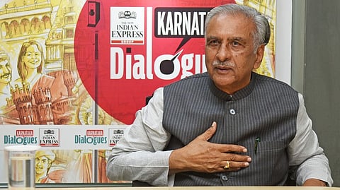 Chairman of the Karnataka Legislative Council  Basavaraj Shivalingappa Horatti speaks during  Express Dialoues at TNIE