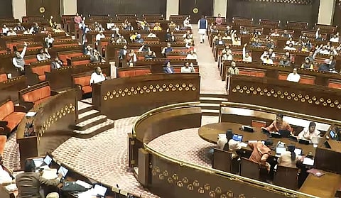 A view of the ongoing Rajya Sabha session.