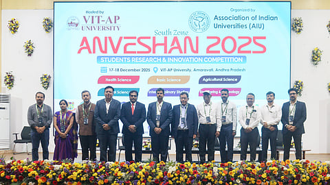 The South Zone Anveshan 2025: Student Research & Innovation Competition has officially commenced at VIT-AP University under the aegis of the Association of Indian Universities (AIU). 