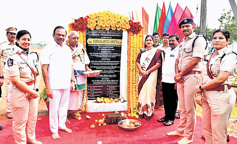 Home Minister V Anita, along with SW Minister Swamy, MP M Srinivasulu Reddy, SP Harshavardhan Raju, inaugurates the Police Training Centre in Ongole.