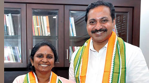 V K Minimol and Deepak Joy, the Kochi mayor and deputy mayor designates