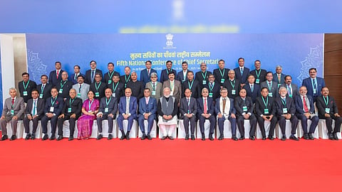 Prime Minister Narendra Modi with Chief Secretaries of various states and Union Territories on Saturday.