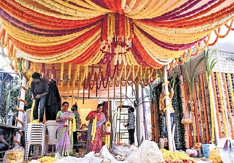 Arrangements for the Vaikunta Dwara Sarva Darsanam on the occasion of Mukkoti Ekadasi at TTD run Sri Venkateswara Swamy Temple in Punnamithota of Vijayawada, on Monday 