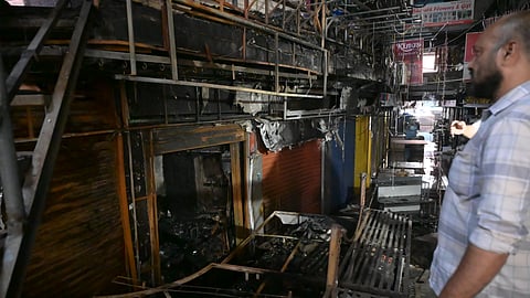 A complex in Broadway, Kochi, where a massive fire broke out in the early hours of Tuesday.