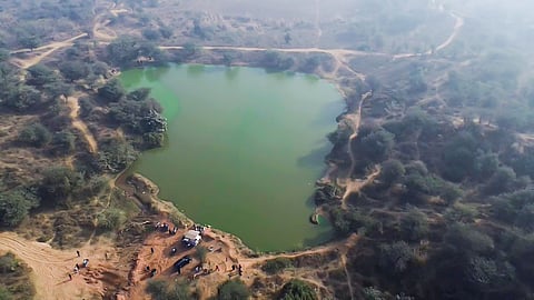 An aerial view of Aravalli Range 