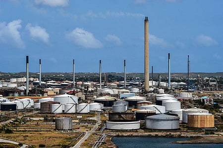 View of Isla oil refinery leased by Venezuelan state oil company PDVSA 