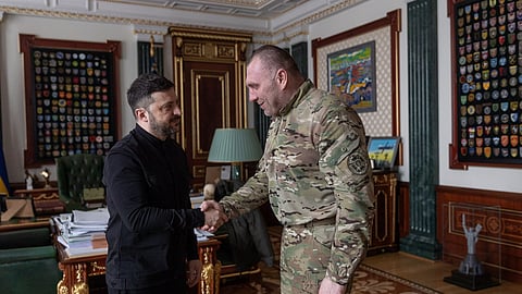 Ukrainian President Volodymyr Zelensky with  Vasyl Maliuk.