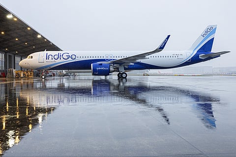 Indigo's new  aircraft Airbus A321XLR  arrived at Indira Gandhi International Airport, Delhi.