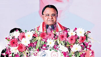 Chief Minister Mohan Charan Majhi during foundation stone laying of Godabarisha Mishra model primary schools at Banpur on Wednesday.