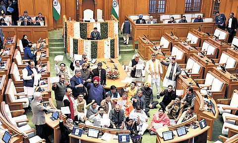 BJP MLAS shout slogans against AAP leader Atishi on Wednesday | Express