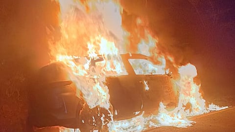 A 22-year-old youth was charred to death after a car he drove in a rash and negligent manner under the influence of alcohol, on the city outskirts, on Wednesday night, was gutted after hitting a petroleum pipeline.
