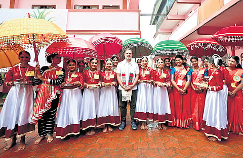 Congress MP Rahul Gandhi during the golden jubilee celebrations of St Thomas English High School in Nilgiris on Tuesday.