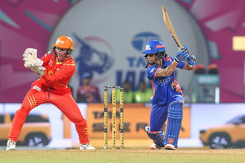 Harmanpreet Kaur in action on Tuesday