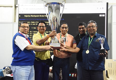 Winners From R Babesh Saha, Ashantha de Mel, R. Krishnan, Uttam Gupta with the trophy given by Debashish Ray(Extreme L), General Secretary, BFI 