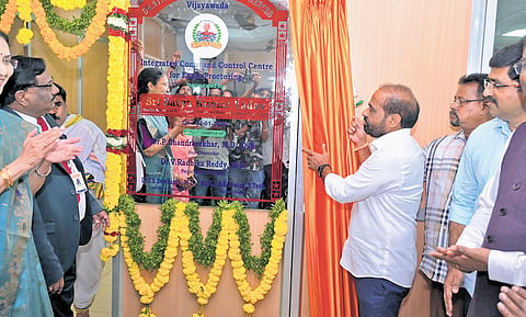 Health Minister Y Satya Kumar Yadav formally launches the Remote Command Control Center in Vijayawada on Thursday 