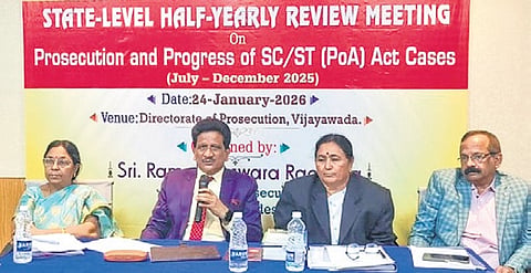 Director of Prosecution (DoP), Ramakoteswara Rao Byra speaking at a review meeting.