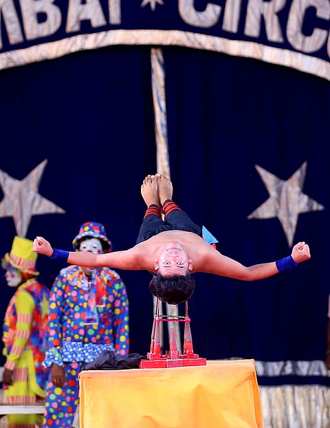 Scenes from the Great Bombay Circus at Maanappattiparambu in Kochi