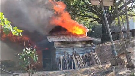 Tension erupts after houses, huts burnt in Manipur.