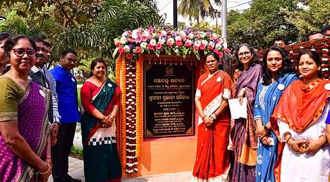 Deputy chief minister Pravati Parida inaugurating Panchatatwa Park in Bhubaneswar on Tuesday.