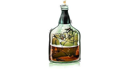 The officers were on duty at the time and all of them were in civil dress. The video shows the group sitting inside the car and consuming alcohol in full public view.  