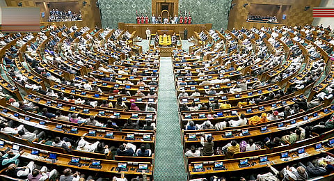 President Droupadi Murmu addresses the joint sitting of both Houses of Parliament on the first day of the Budget session, in New Delhi, Wednesday, Jan. 28, 2026.