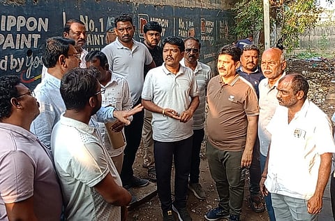 Mayor Paka Suresh speaking to the public during a morning inspection carried out by him across several divisions  in Kadapa
