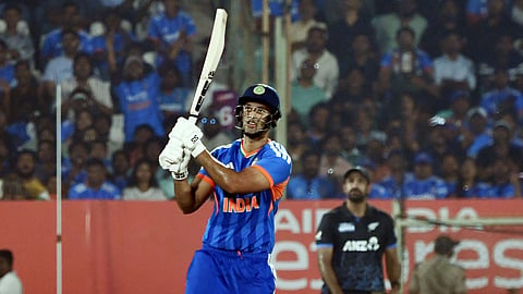 Shivam Dube in action 