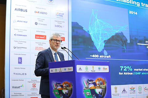 Infographic presented by Airbus India; Jürgen Westermeier, president and managing director of Airbus India and South Asia.