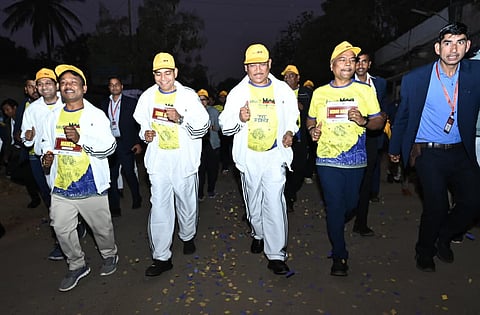 Chhattisgarh Chief Minister Vishnu Deo Sai took to the route to participate symbolically, a gesture aimed at boosting the morale of the participants.