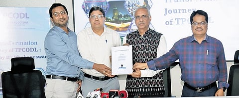 (Third from left) CEO, TPCODL Arvind Singh releasing the report at a media-conference in Bhubaneswar on Monday. 