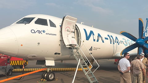 IL-114-300 aircraft displayed at Wings India 2026. 