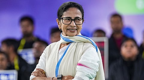 West Bengal Chief Minister Mamata Banerjee during a press conference regarding the ongoing Special Intensive Revision (SIR) of electoral rolls, in New Delhi, Tuesday, Feb. 3, 2026.