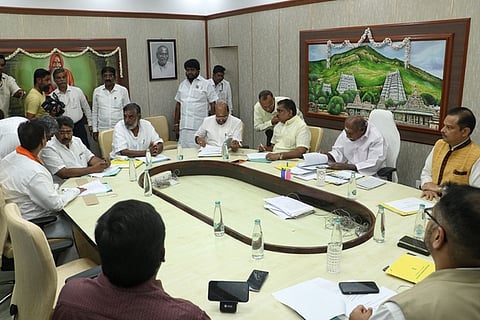 Chief N. Rangasamy chaired a cabinet ministers meeting in Puducherry legislative assembly.