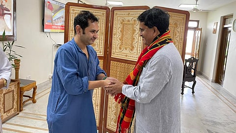 Tipra Motha Chief and MDC Maharaj Pradyot Manikya with Tripura Chief Minister Manik Saha 