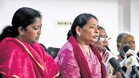 Women Workers Union holds press meet in Chennai on Thursday 