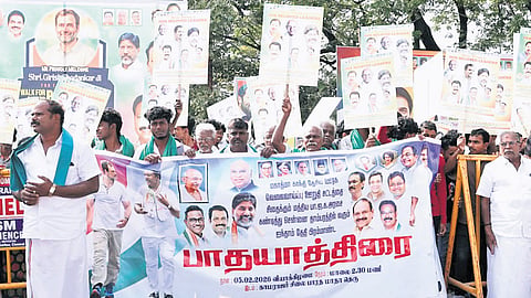 The padayatra on Thursday was part of the Congress’ statewide agitation 