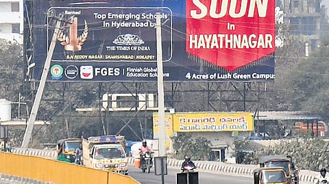 GHMC had banned hoardings above 15 metres and unipoles within its core limits. 