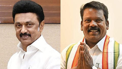Tamil Nadu Chief Minister MK Stalin (L) and TNCC president K Selvaperunthagai.