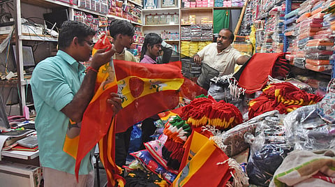 In Palakarai, Anjuman Bazaar, small metal units have received orders for making metal stencils of party symbols, including the Rising Sun, Two Leaves and the Whistle of Tamilaga Vettri Kazhagam. 