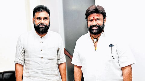Pawan Kalyan at the latter’s chamber on Assembly premises on Thursday.