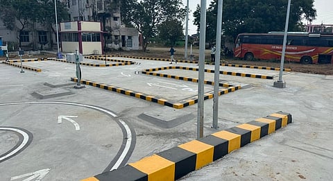 H track at the automated driving track of the West RTO in Tiruchy.