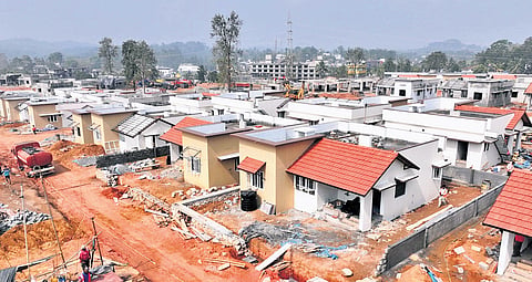 Houses nearing completion at the Elston Estate in Wayanad